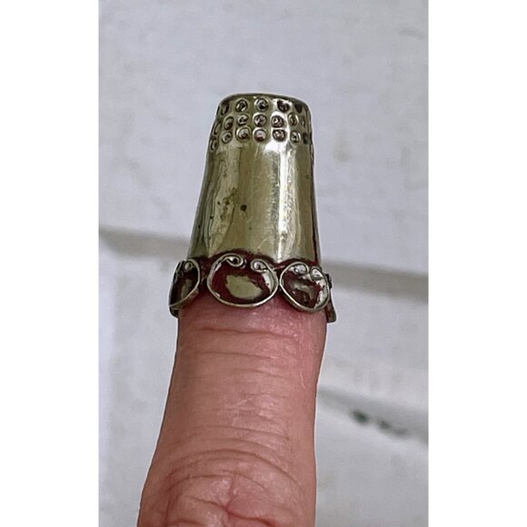 Vintage lot 2 Thimbles Ornate Taxco Mexico Sterling Alpaca silver - Picture 4 of 15
